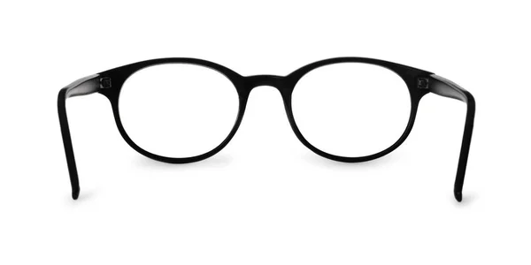 Stylowa Para Okularów Czarną Ramą Białym Tle — Zdjęcie stockowe