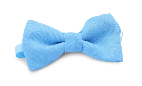 Stylish Light Blue Bow Tie White Background — Stock Photo, Image