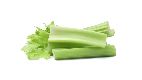Čerstvě Zelený Broušený Celer Izolovaný Bílém — Stock fotografie