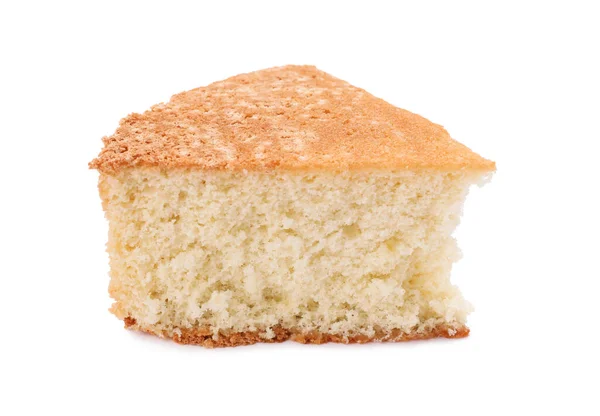 Stukje Smakelijke Spons Cake Geïsoleerd Wit — Stockfoto