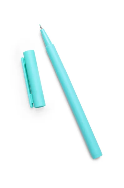 One Turquoise Marker Cap White Background Top View — Stock Photo, Image