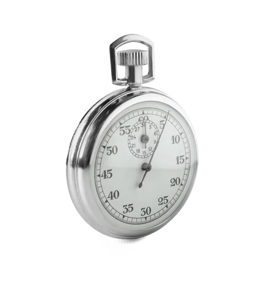 Klasyczny Zegar Odizolowany Biało Narzędzie Pomiarowe — Zdjęcie stockowe