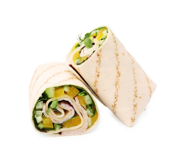 흰색에 신선한 야채와 맛있는 샌드위치 — 스톡 사진