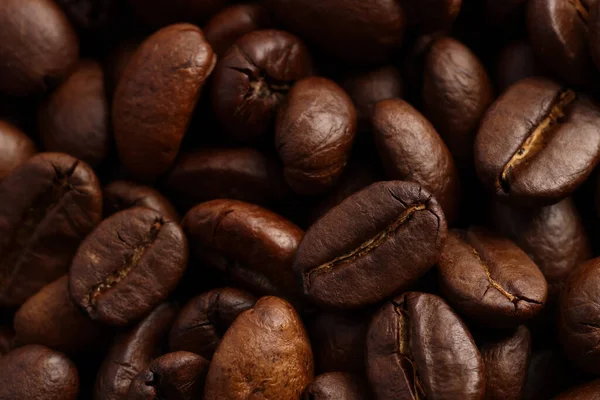 Aromatische Geröstete Kaffeebohnen Als Hintergrund Nahaufnahme — Stockfoto