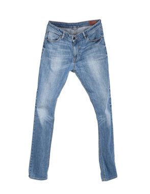 Beyaz üzerine izole edilmiş açık mavi kotlar