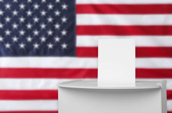 Caixa Voto Com Voto Contra Bandeira Nacional Dos Estados Unidos — Fotografia de Stock