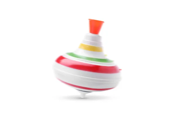 One Spinning Top Motion White Background Toy Whirligig — Stock Photo, Image