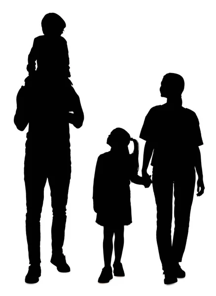 与有子女的白人父母隔离的家庭概况 — 图库照片