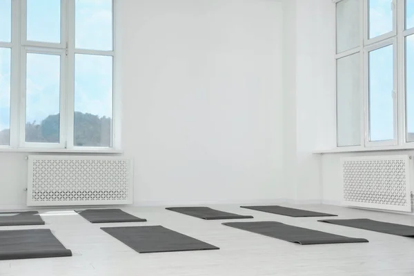 Spacious Yoga Studio Exercise Mats Big Windows — Stock Photo, Image