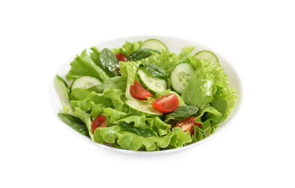 Salada Deliciosa Tigela Isolada Branco — Fotografia de Stock
