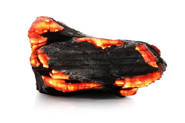 Шматок Розплавленого Вугілля Білому Тлі — стокове фото