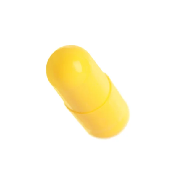Comprimido Amarelo Isolado Branco Tratamento Medicamentoso — Fotografia de Stock