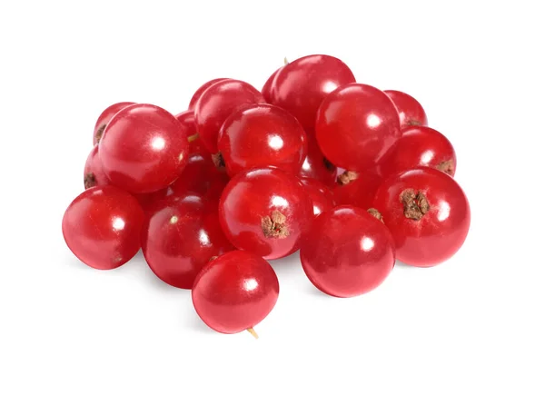 Haufen Frischer Reifer Roter Johannisbeeren Auf Weißem Hintergrund — Stockfoto