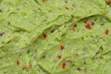 Arka plan olarak nefis taze guacamole, üst manzara