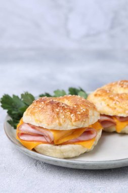 Jambonlu ve peynirli leziz simit.