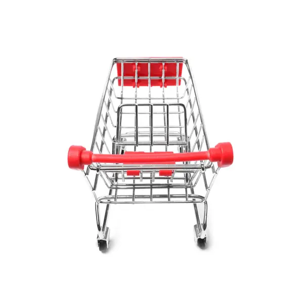 Empty Mini Metal Shopping Cart Isolated White — Stock Photo, Image
