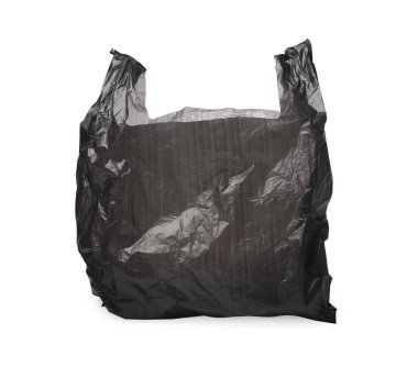 Bir siyah plastik torba beyaza izole edilmiş.