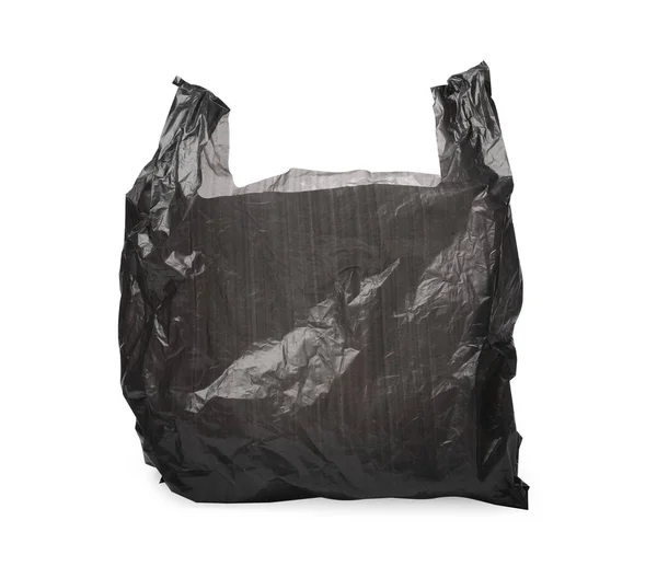 Один Чорний Пластиковий Пакет Ізольований Білому — стокове фото