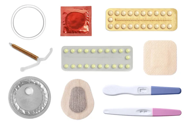 Contraccettivi Orali Cerotti Anello Vaginale Preservativo Dispositivo Intrauterino Test Ovulazione — Foto Stock