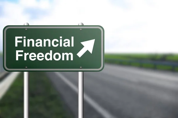 Sinal Estrada Com Palavras Financial Freedom Seta Livre Espaço Para — Fotografia de Stock