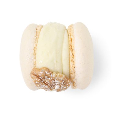 Lezzetli bir badem kurabiyesi, beyaz, üst manzara