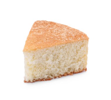 Beyaz üzerine izole edilmiş lezzetli bir sünger keki.