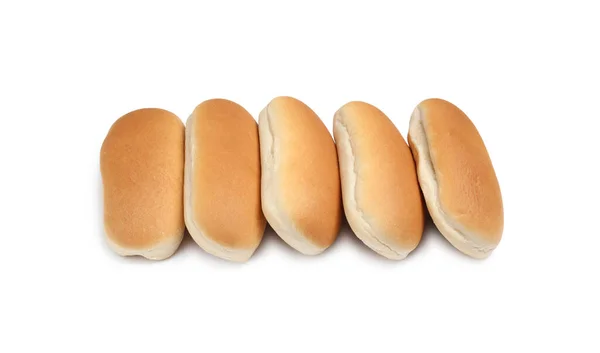Finom Friss Zsemle Hot Dog Fehér Alapon — Stock Fotó