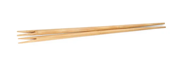 Dvojice Dřevěných Hůlek Izolovaných Bílém Horní Pohled — Stock fotografie