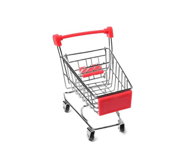 Empty Mini Metal Shopping Cart Isolated White — Stock Photo, Image