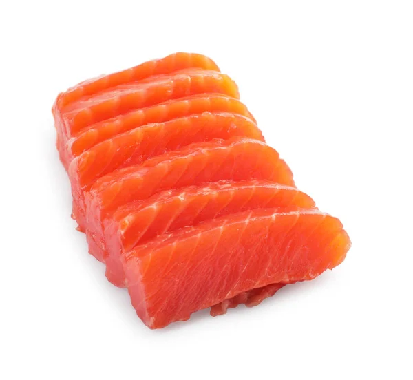 Smaczne Sashimi Plastry Surowego Łososia Izolowane Białym — Zdjęcie stockowe