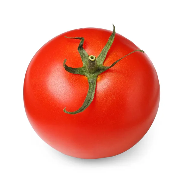 Jeden Dojrzały Pomidor Wyizolowany Białym — Zdjęcie stockowe