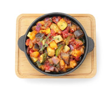 Lezzetli ratatouille tabağı beyaz, üst manzara