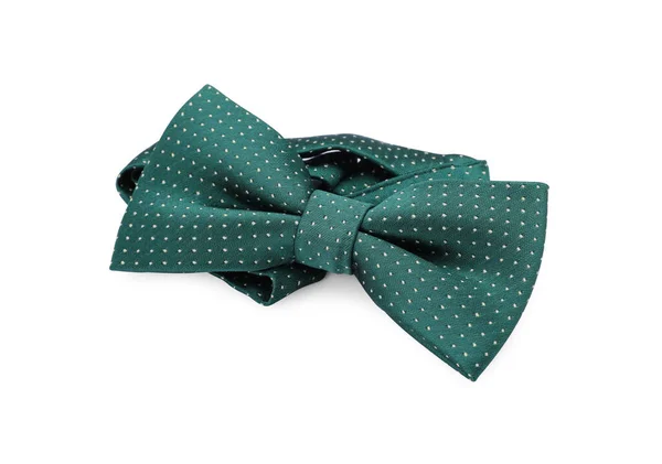 Stylish Green Bow Tie Polka Dot Pattern White Background — Stock Photo, Image