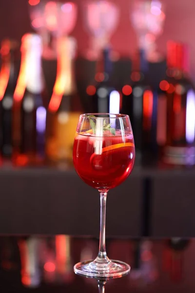 Glass Delicious Refreshing Sangria Counter Bar — Stock Photo, Image