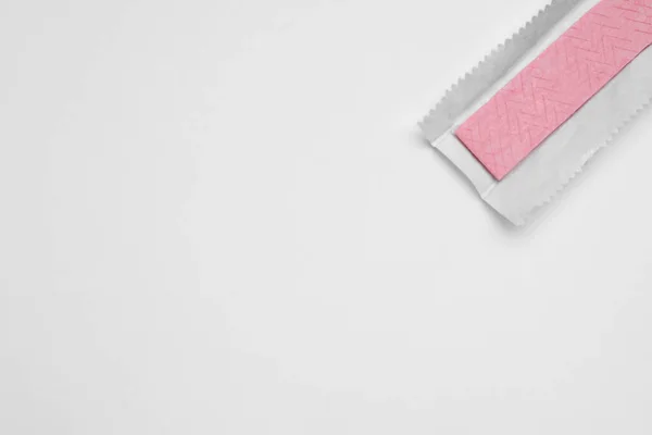 Unwrapped Stick Chewing Gum White Background Top View — Stock Photo, Image