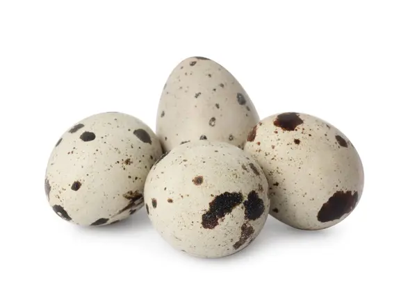 Beautiful Speckled Quail Eggs White Background — Stock Photo, Image