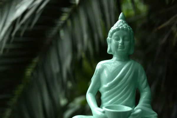 Estatua Decorativa Buda Aire Libre Primer Plano Espacio Para Texto — Foto de Stock