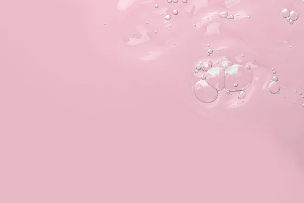 Прозрачный Гель Очистки Розовом Фоне Вид Сверху Пространством Текста Косметический — стоковое фото