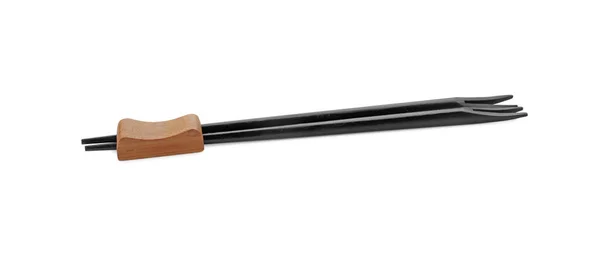Ζεύγος Μαύρων Chopsticks Υπόλοιπο Απομονωμένο Λευκό — Φωτογραφία Αρχείου