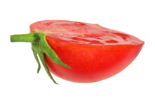 Moitié Tomate Cerise Mûre Isolée Sur Blanc — Photo