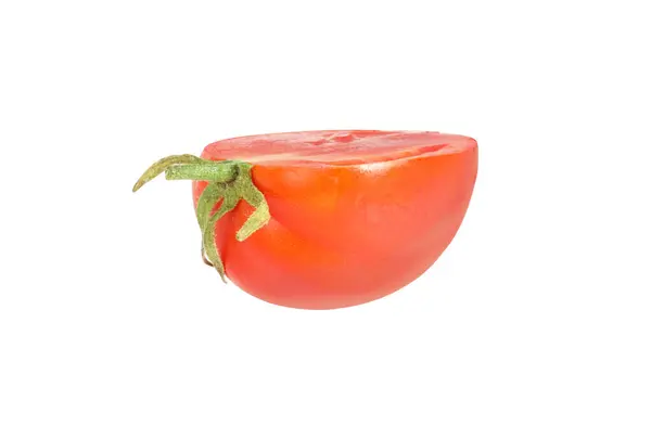 Moitié Tomate Cerise Mûre Isolée Sur Blanc — Photo