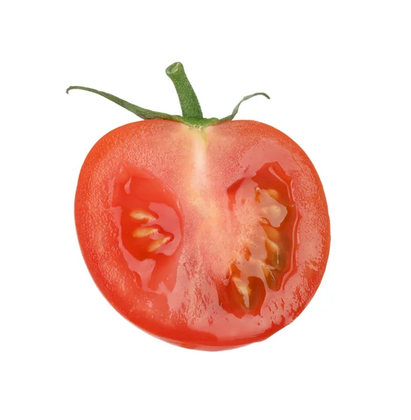 Połowa Dojrzałego Pomidora Wiśniowego Izolowana Białym — Zdjęcie stockowe