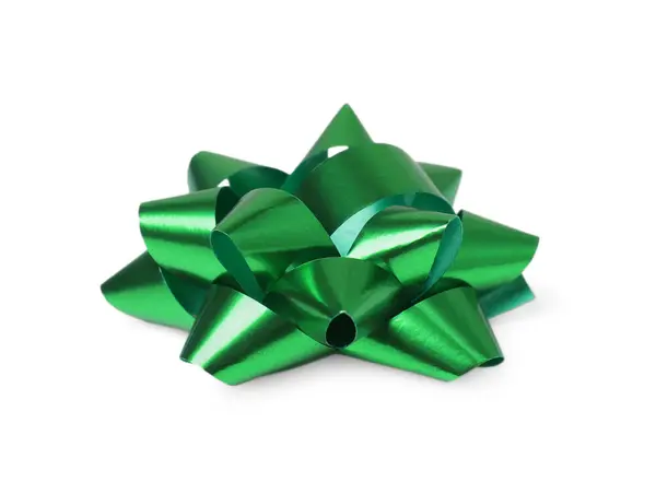 Зеленый Подарок Лук Изолирован Белом Праздничное Оформление — стоковое фото