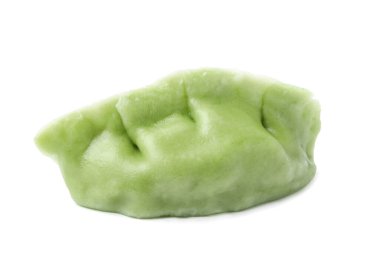Bir lezzetli yeşil hamur köftesi (gyoza) beyaz üzerine izole edilmiş