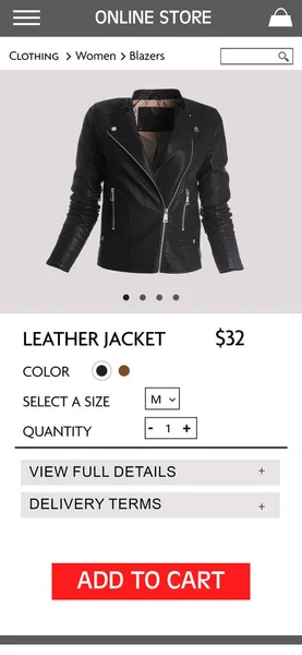 Online Store Website Page Leather Jacket Information Image Can Pasted — Stock Photo, Image