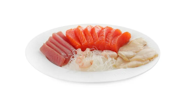 Tasty Sashimi Set Raw Tuna Slices Salmon Shrimp Oily Fish — Stock Photo, Image