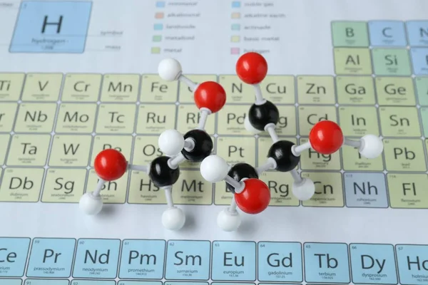 Molekuláris Modell Kémiai Elemek Periódusos Tábláján — Stock Fotó