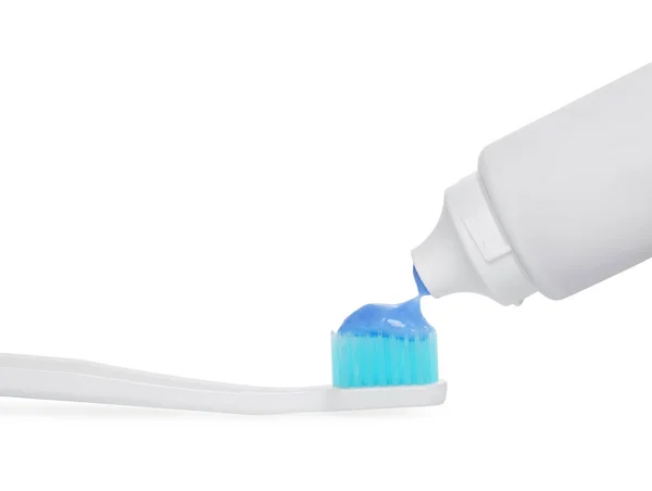 Applying Paste Toothbrush White Background — Stock Photo, Image