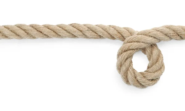 Конопляна Мотузка Петлею Ізольована Білому Вид Зверху — стокове фото