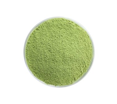 Bir kase kibrit tozu beyaza izole edilmiş, üst manzara